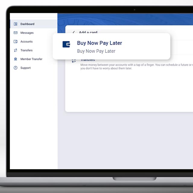 Buy now pay later screen on a laptop